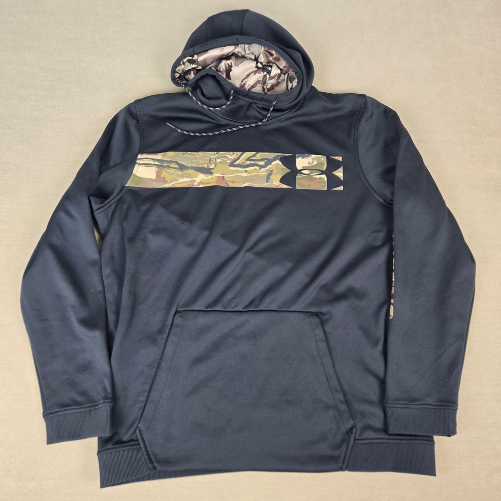 Under Armour Mens XL Black Camo ColdGear Loose Fit Hoodie 1350785-001